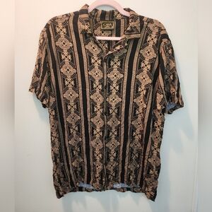 Men's Black and Gold Patterned Shirt